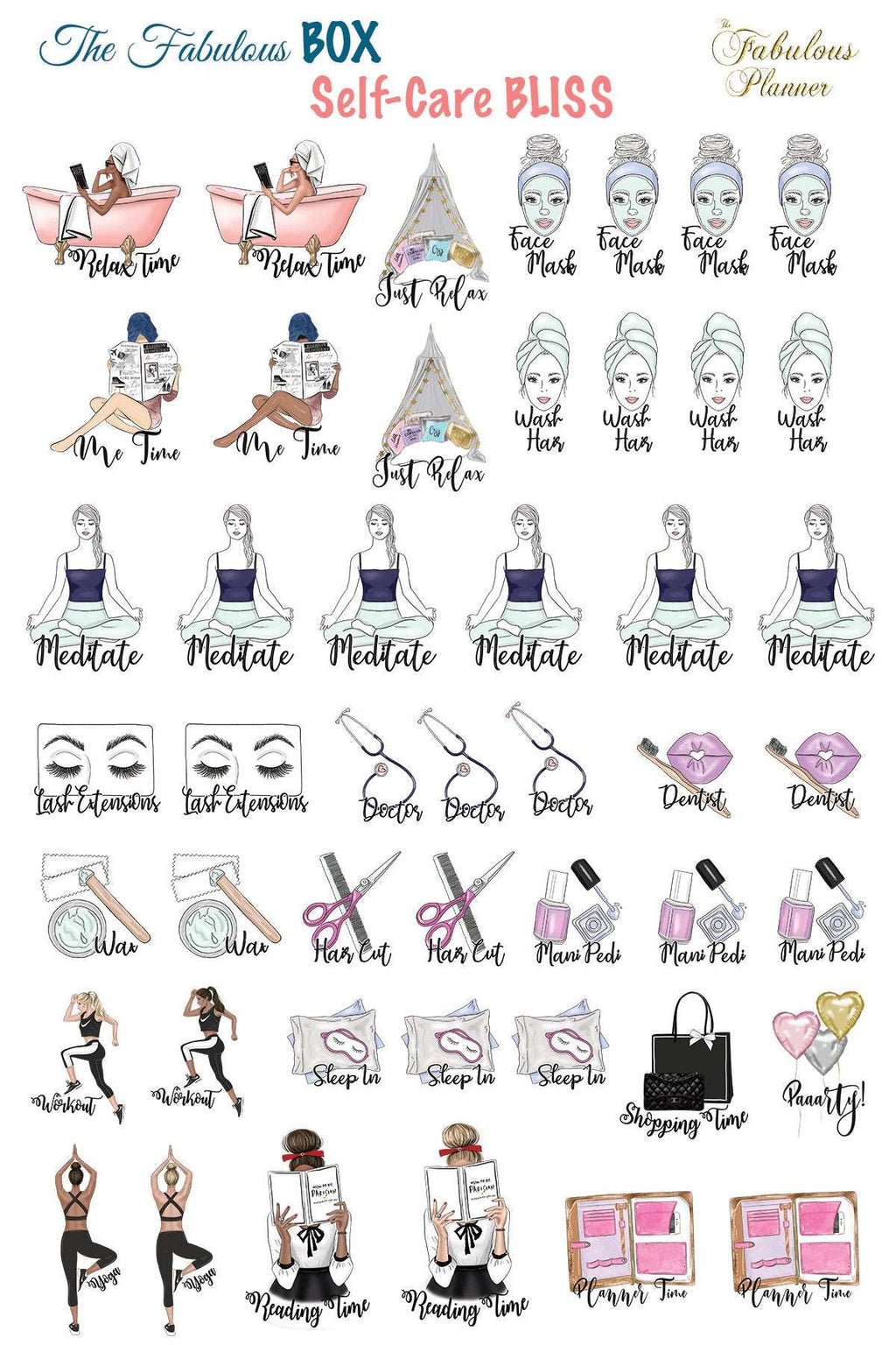 3 Sheets Self Care Sticker Set