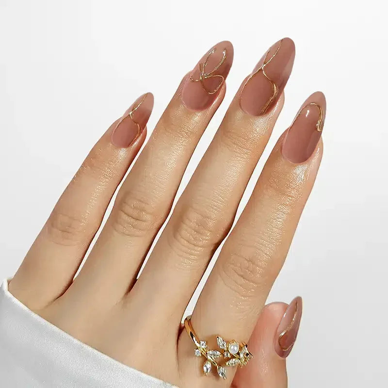 Daring Gold Almond Nails - Press on Nails